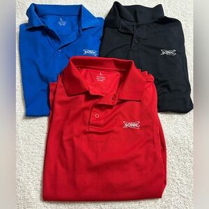 SONIC Drive In Polo Shirts Size L Fast Food Employee Uniform Manager *LOT OF 3*